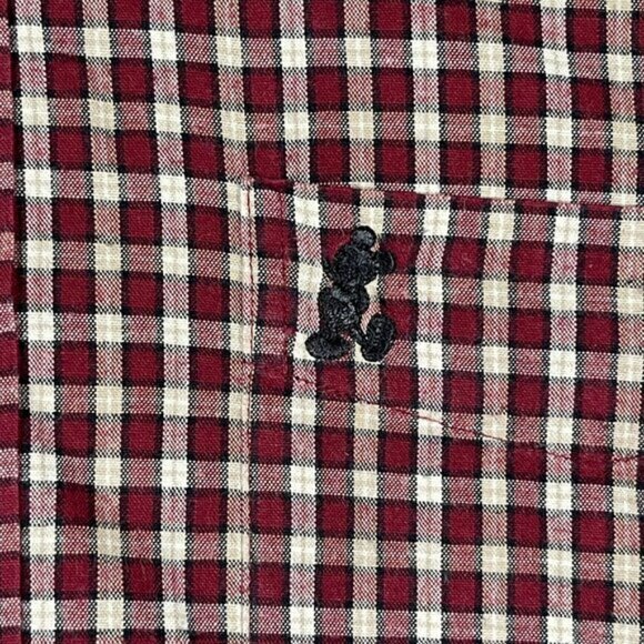 Walt Disney World Mickey Mouse Mens Checkered Short Sleeve Shirt Size‎ M Cotton - Picture 5 of 9